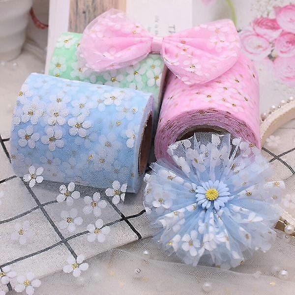 5 Yards/rull 6cm Blomstret Tyll Daisy Bånd Rull DIY Dekorasjon pink