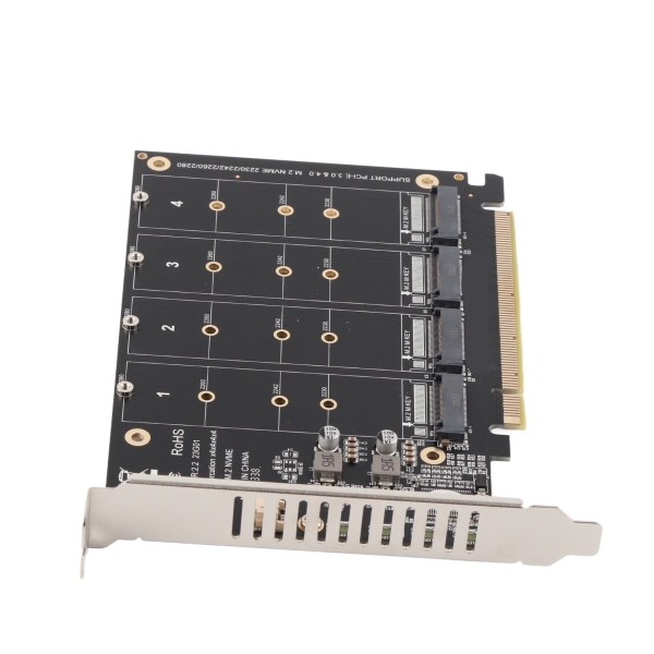 M.2 NVME SSD til PCIE X16 Adapter 4 Port Høyhastighets 4x32Gbps Soft Raid-kort med individuell LED-indikator for datamaskiner