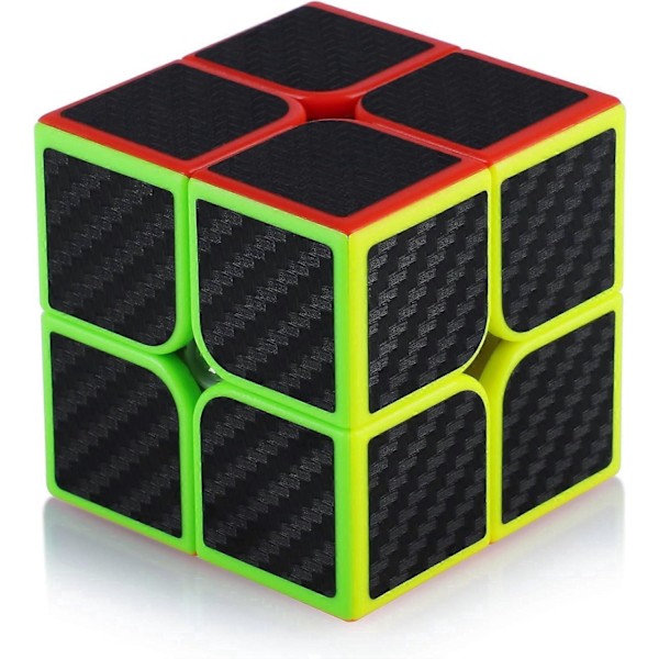 Magic Speed Cube 2x2 2x2x2 Speed Cube Magic Cube Karbonfiber Klistremerke Julegave til Barn Voksne Svart