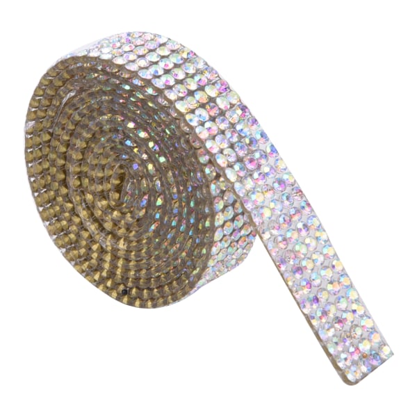 5 rader 1m Rhinestone Trim Ribbon Hot Fix Krystallkjede Trim Plaggtilbehør Dekorasjon (AB-farge)