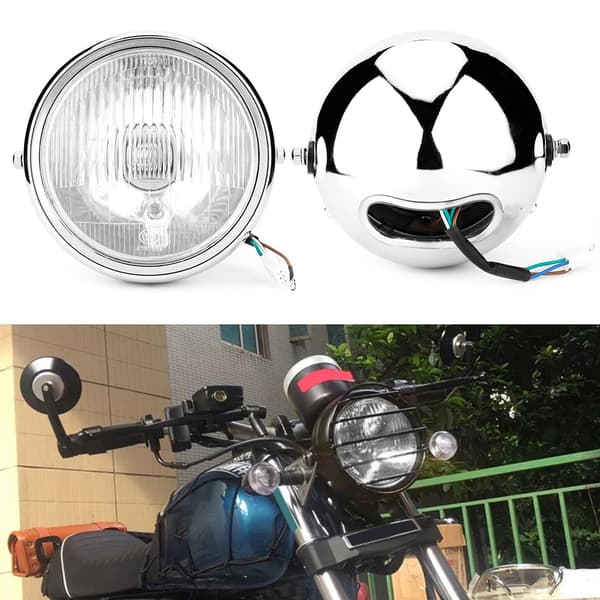 Universal Motorcykel Retro Sølv Skal Hvid Linse Forlygte Frontlygte til GN125