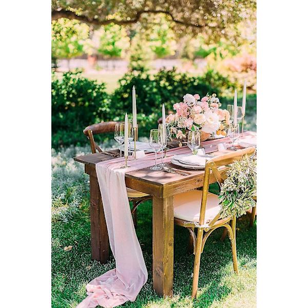Romantisk bordløber til bryllup - 10 fod støvet rosenren chiffon