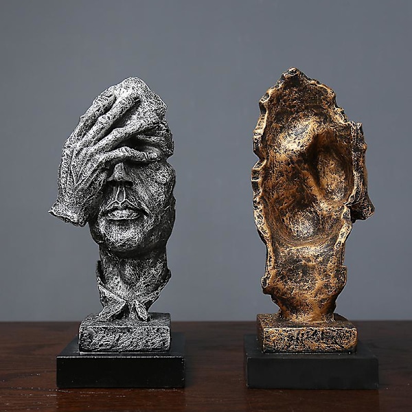 1 st Staty, Modern Resin Skulptur Dekorativ Konst Staty Kreativt Hantverk Ornament, 14*12*33cm, Silverfärg