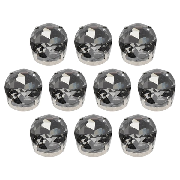 10 stk sy på rhinestones krystaller skinnende knapper dekorasjon for DIY håndverk klær sko vesker 0,71 x 0,98 tommer grå oval