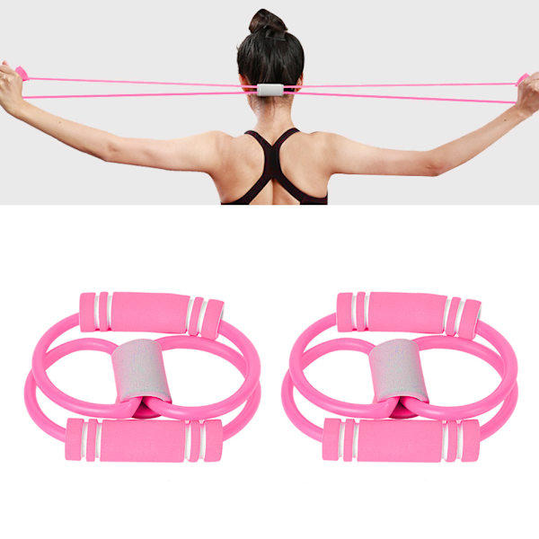 2st 8-format dragrep Bröstexpanderare elasticitetsbälte Stretching rem Yoga Fitness rosa