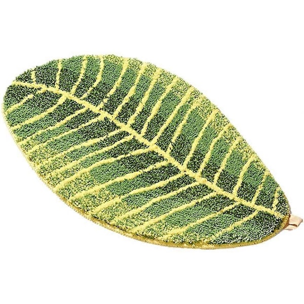 Badrumsmatta Mjuk Plysch - Bladform Halkfri Vattenabsorberande Golvmattor för Sovrum Kök Badrumsdörr 45 * 75cm