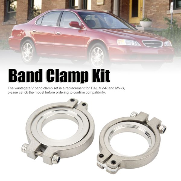 44 mm Wastegate V-båndklemmesæt rustfrit stål indløbsflangereparationssæt Udskiftning af TiAL MV-R og MV-S