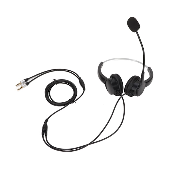 Callcenter-headset med dubbla 3,5 mm-kontakter, hörselskydd, brusreducerande mikrofon, datorheadset