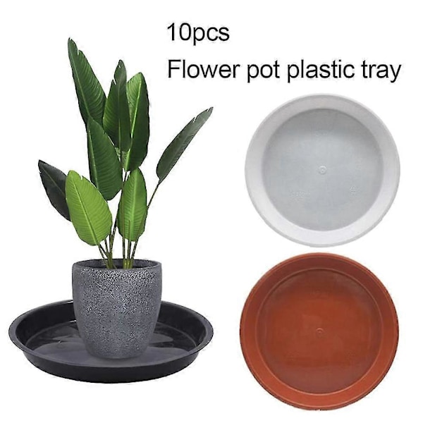10-pack Plast Rund Hem Trädgård Krukor Planteringsbricka Svart 26cm x 2.5cm