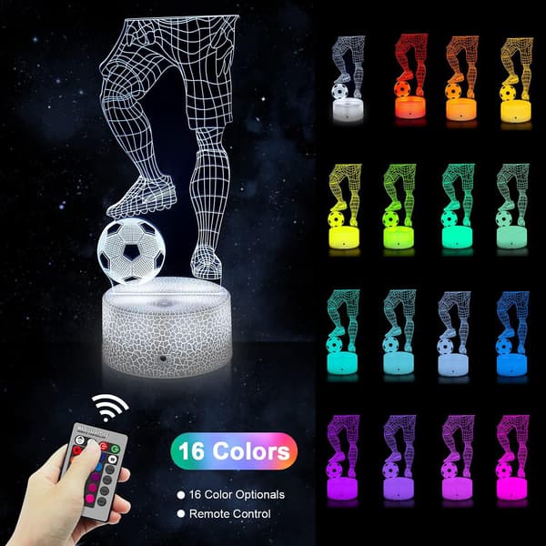 Fodbold Natlampe, 3D Optisk Illusion Natlampe LED Lampe