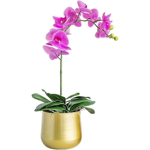 Passende Metallblomstervase, Rund Dekorativ Plantepottevase for Stue, Vase for Kunstige Blomster til Hjemmevegg / TV