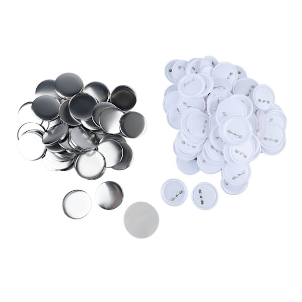 100 set knappnålsknappdelar 2,3 tum diameter plåt plastbas knapptillverkningstillbehör för märke hantverk DIY