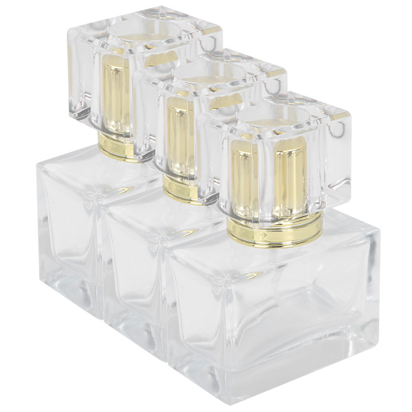 3 st tomma parfymflaskor i glas, påfyllningsbar parfymsprayflaska, dispenser, guld