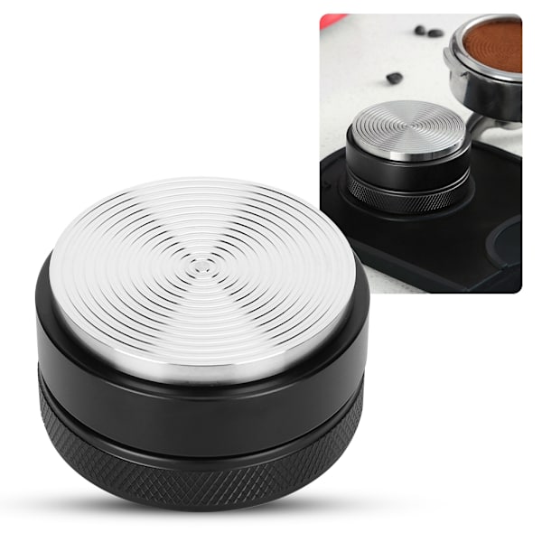 Höjdjusterbar kaffedistributör i rostfritt stål med halkfri gängbas, kaffeaccessoar (58 mm svart gängbas)