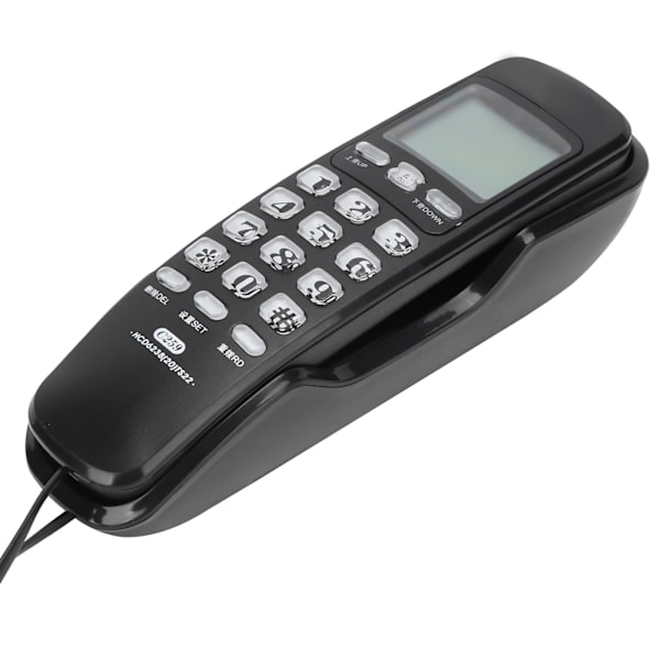 Kontorshushåll Väggmonterad Typ Fast Telefon Mini Telefonförlängning med Nummerpresentationsvarning Svart