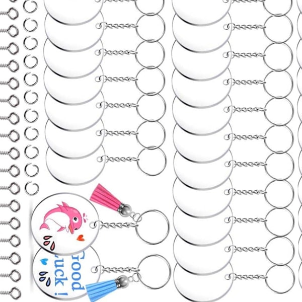 Nøkkelring Dusker DIY med Fantasi Holdbar Trygg Multifunksjonell Akryl Nøkkelring Blanks med Dusker for Håndverk