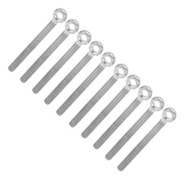 10 stk. øyebolter 304 rustfritt stål M6x60 skruer kroker for strammende tilkobling