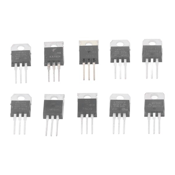 50 kpl:n transistorisarja TO 220 -sarja LM317T L7805 L7806 L7808 L7809 L7810 L7812 L7815 L7818 L7824 10 arvoa