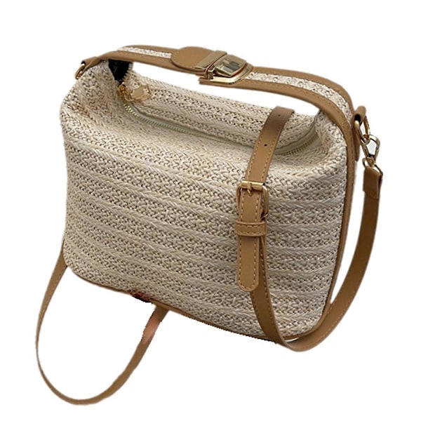 Fashionabel Halm - Kroppsväska Handväska Vit Patchwork Khaki
