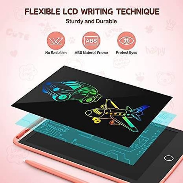 2 Pak Farverige LCD Skrivetavle Doodle Board Bærbar Tegneplade Kreativ Læringslegetøj til Børn 2 til 10 År