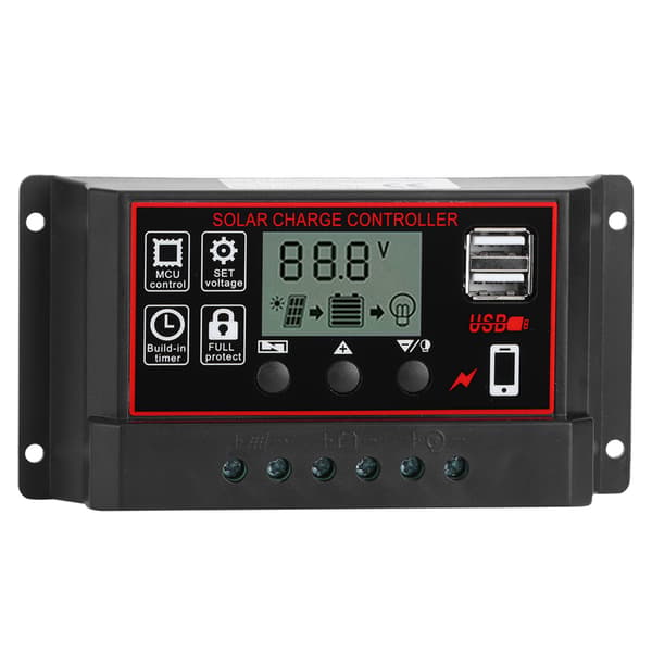 30A Solar ladekontroller Digital skjerm Fotovoltaisk instrument Intelligent regulator
