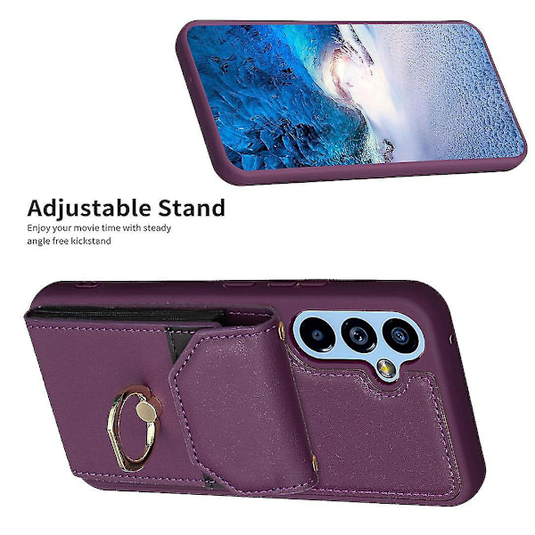 För Samsung Galaxy A54 5g Ställ PU Läder+TPU Skal Mobilskal Kortfack - B6 Mörk Lila