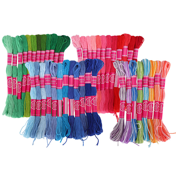 44 stk broderigarn krysssting floss gradient farge polyester bomullsspoler 8 meter