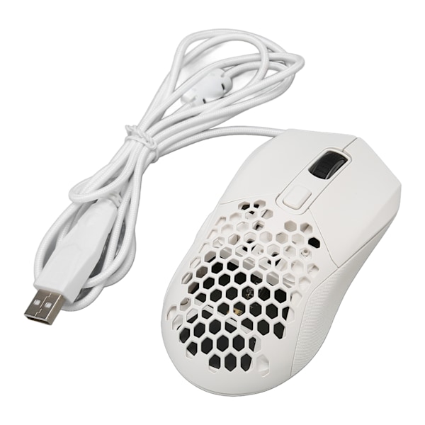 Kablet mus ergonomisk RGB bakgrunnsbelyst justerbar DPI programmerbare taster 4,9 fot kabel spillmus for spillkontorstudie hvit