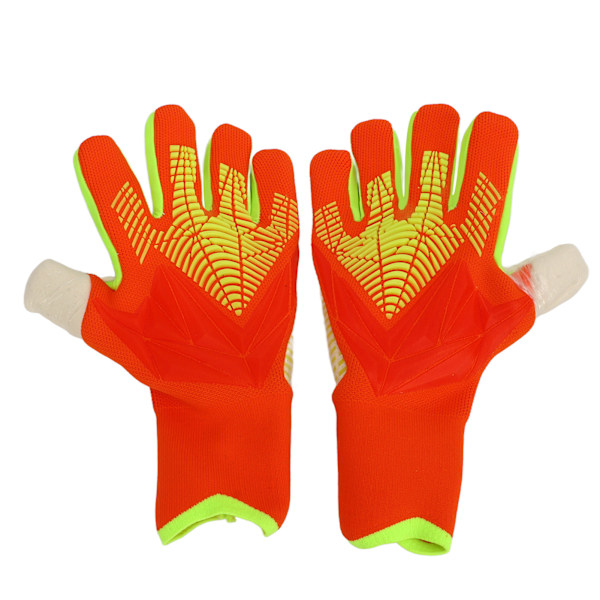 Soccer Goalie Gloves for Men Women Latex Nylon Anti Slip Breathable Finger Protection Soccer Goalkeeper Gloves for Training Competition Orange Size 8