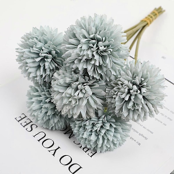 Kunstige blomster, 6-delt brude bryllupsbuket med kunstige blomster, silke og kunstig hortensia, egnet til hjemmehavefest bryllupsdekoration