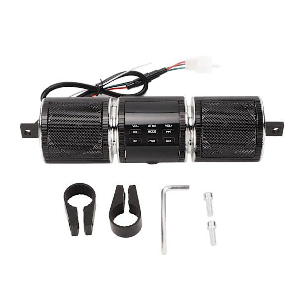 Motorcykel Bluetooth högtalare Trådlös IP54 Vattentät DC12V Styrmonterad Audio Sound System Svart