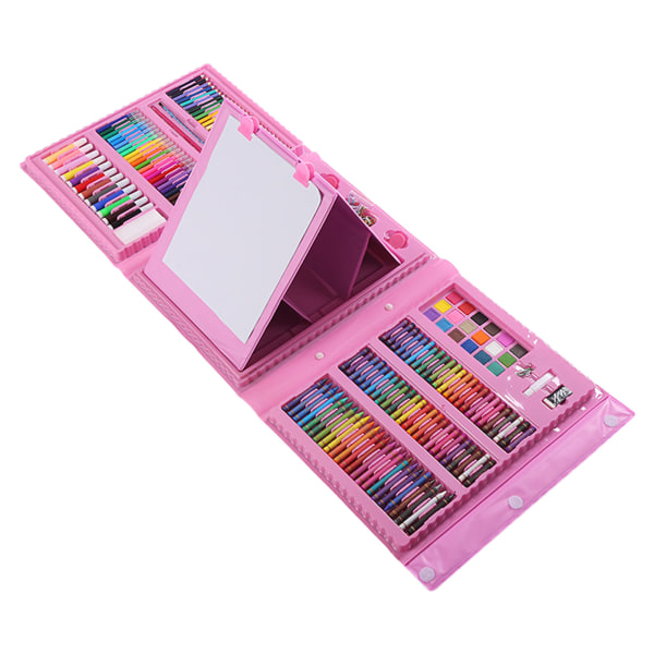208 stk Børnetegnesæt Tegneseriedesign Assorteret lyse farver Multi Purpose Farvede farveblyanter til farvning Maleri Pink