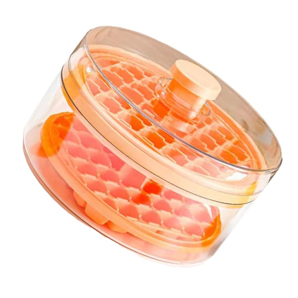 Dubbellagers Rund Isbox Stor Kapacitet Luktfri Isbitsformar för Kylning av Drycker Kaffe Juice Cocktail Gul