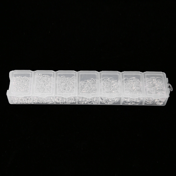 Blandade smyckestillbehör i stål, öppna hoppringar, gör-det-själv-set (silver)