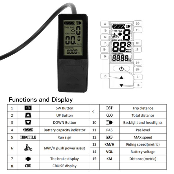 Sykkel Sykkel Lithium Batterikonvertering LCD4 LCD Instrumentkontakt 24V 36V 48V Universal