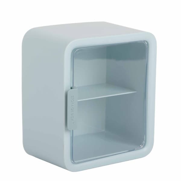 Dockskåpsrum Dockskåp Skåp Displaybox Förvaringsfodral 2 Lager Transparent Dörr Blå