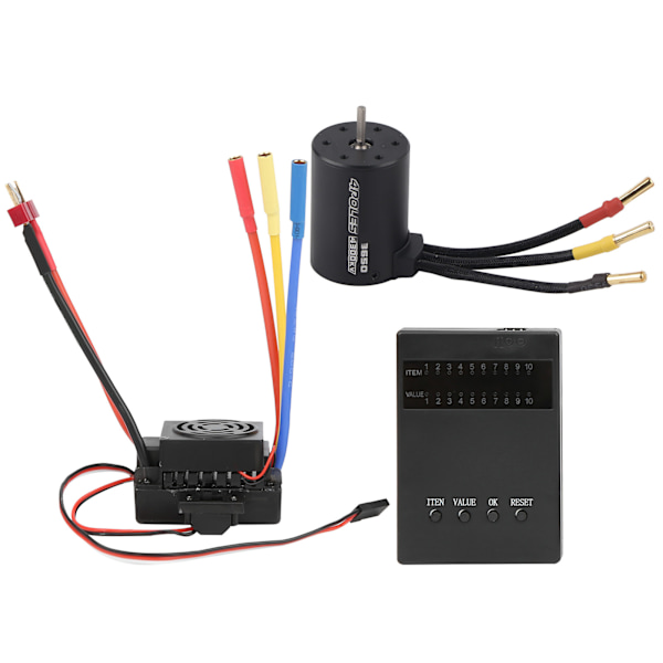 3650 Harjaton moottori 4300KV+60A Harjaton ESC T-liitin Ohjelmointikorttisarja 1//10 RC-autoon