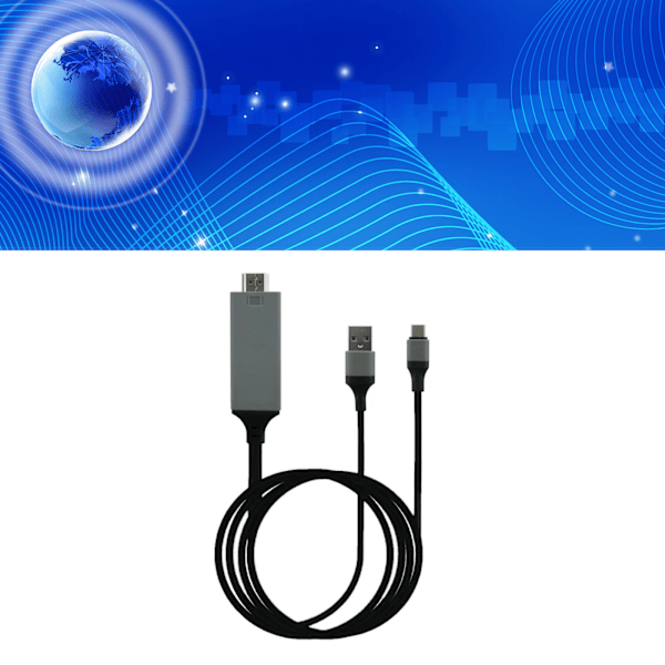 Adapterkabel Typ C till High Definition Multimedia Interface-kabeladapter PVC Koppar för telefon bärbar dator Svart