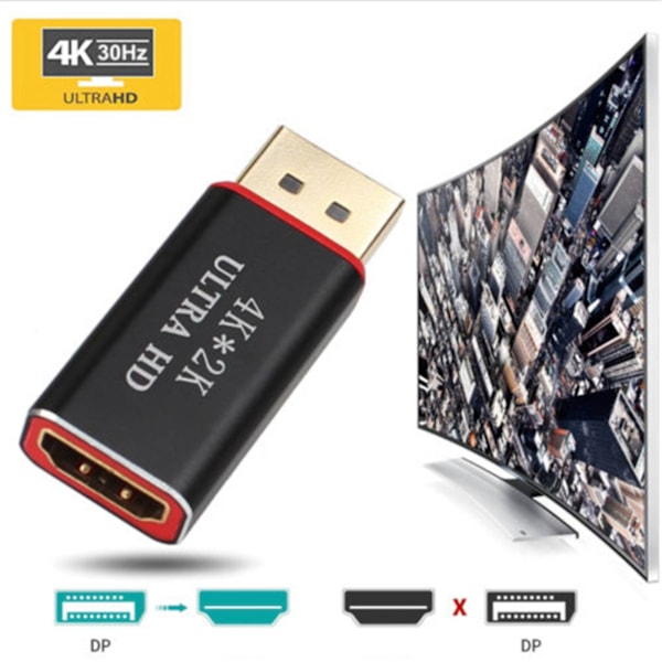 Näyttöportti HDMI-sovittimeen, yhteensopiva 4K*2K DP:n kanssa HDMI-muuntimeen