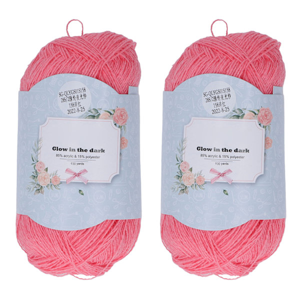 2 st Luminous Stickgarn 930 Yards Luminous Design Levande Färg Röd Akrylgarn för Kläder Halsduk Sockor