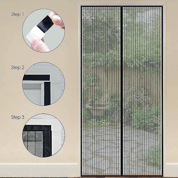 Nät för dörr - Håll insekter ute, robust gardin för fram- och skjutdörrar (35,4x82,7 tum)