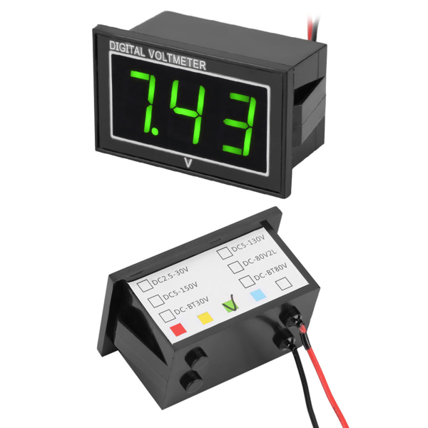 1 stk digital 0,56\" LED-skjerm vanntett voltmeter DC spenningsmålerpanel (2,5-30V, grønn)