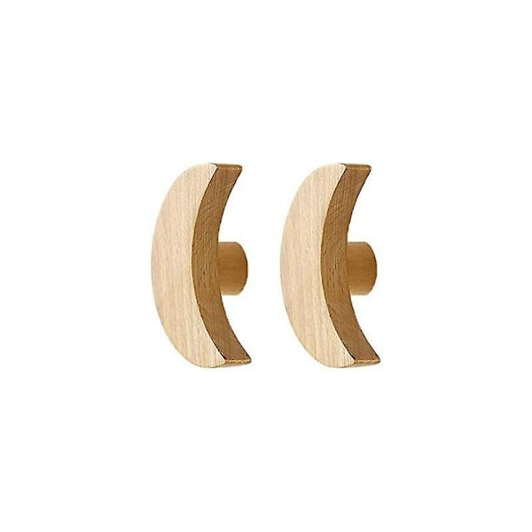 Väggkrokar för barn Trä Väggmonterad Klädhängare för Hängande Väskor Handdukar och Jackor Skandinavisk Inredning Modern Design (Måne Set om 2)