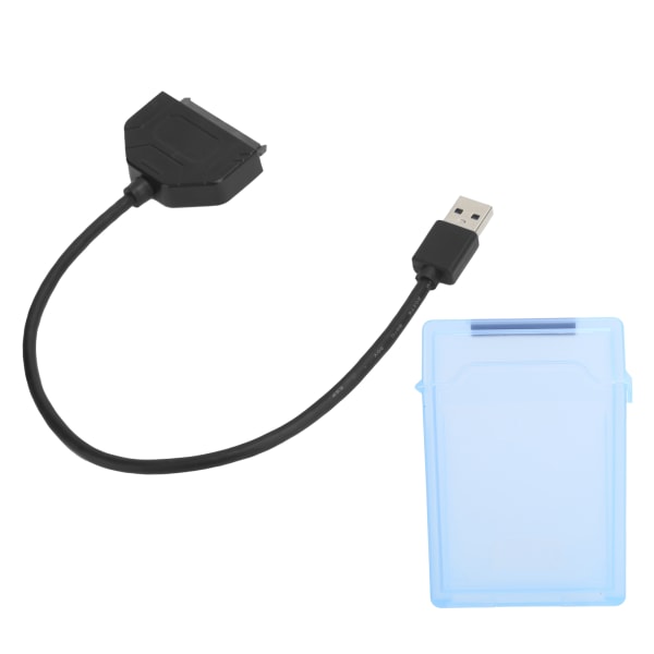 2.5in SATA USB 3.0 Adapter SSD HDD Hårddiskkabel Datortillbehör Skyddsbox (blå)