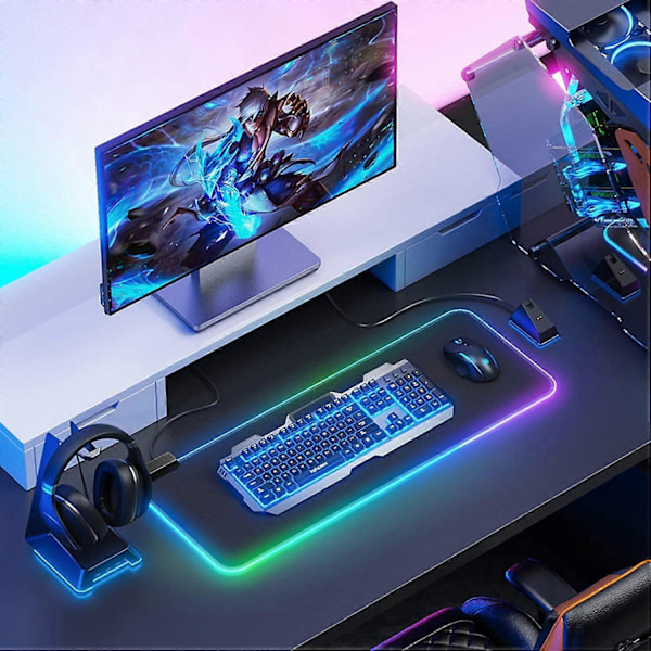 Utökad Chroma Gaming Musmatta: Flerfärgad RGB-belysning, Svart