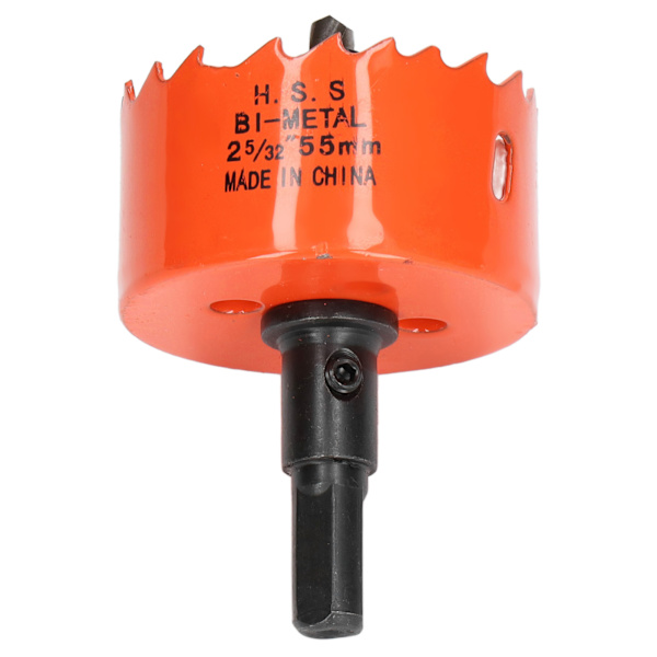 Hulsavbor med skarpe tænder, nem spånfjernelse, høj hårdhed HSS hulskærer med dorn til træ, metal 2‑5/32in (55mm)