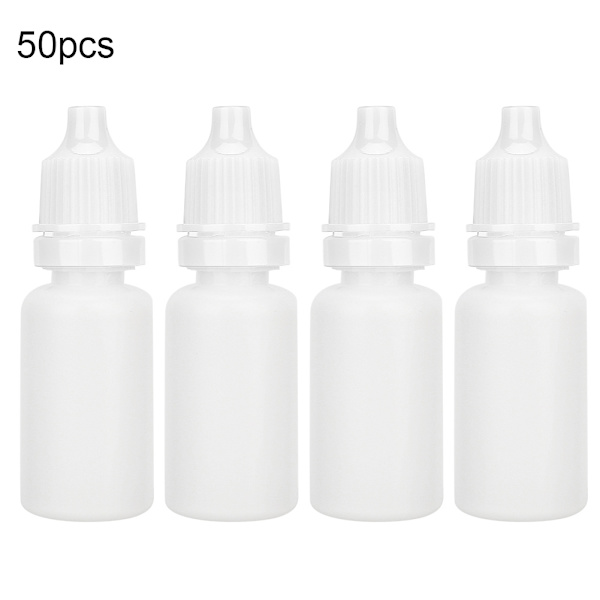50 st 10ml Plast tomma klämbara flaskor Ögonvätskedroppbehållare DropperVit