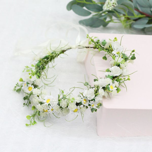 Blomsterkrans for brud, justerbar, høst, bryllup, hårbånd, krans, halo for blomsterpiker