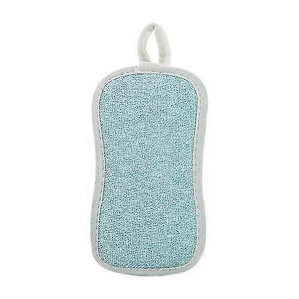 Blått sett med 1 gjenbrukbar mikrofiber oppvasksvamp - Vaskbar miljøvennlig dobbel svamp for non-stick panner, antibakterielle puter svamp for rengjøring