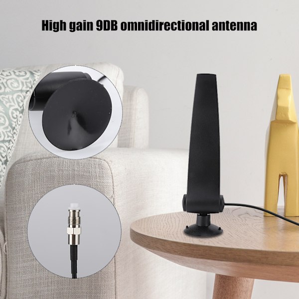 1 stk. Svart ABS Høyforsterket Antenne 2.4G Wifi 9DB Omnidireksjonsantenner